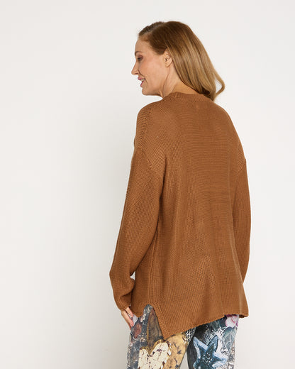 Esme Knit Crew Neck Jumper - Brown
