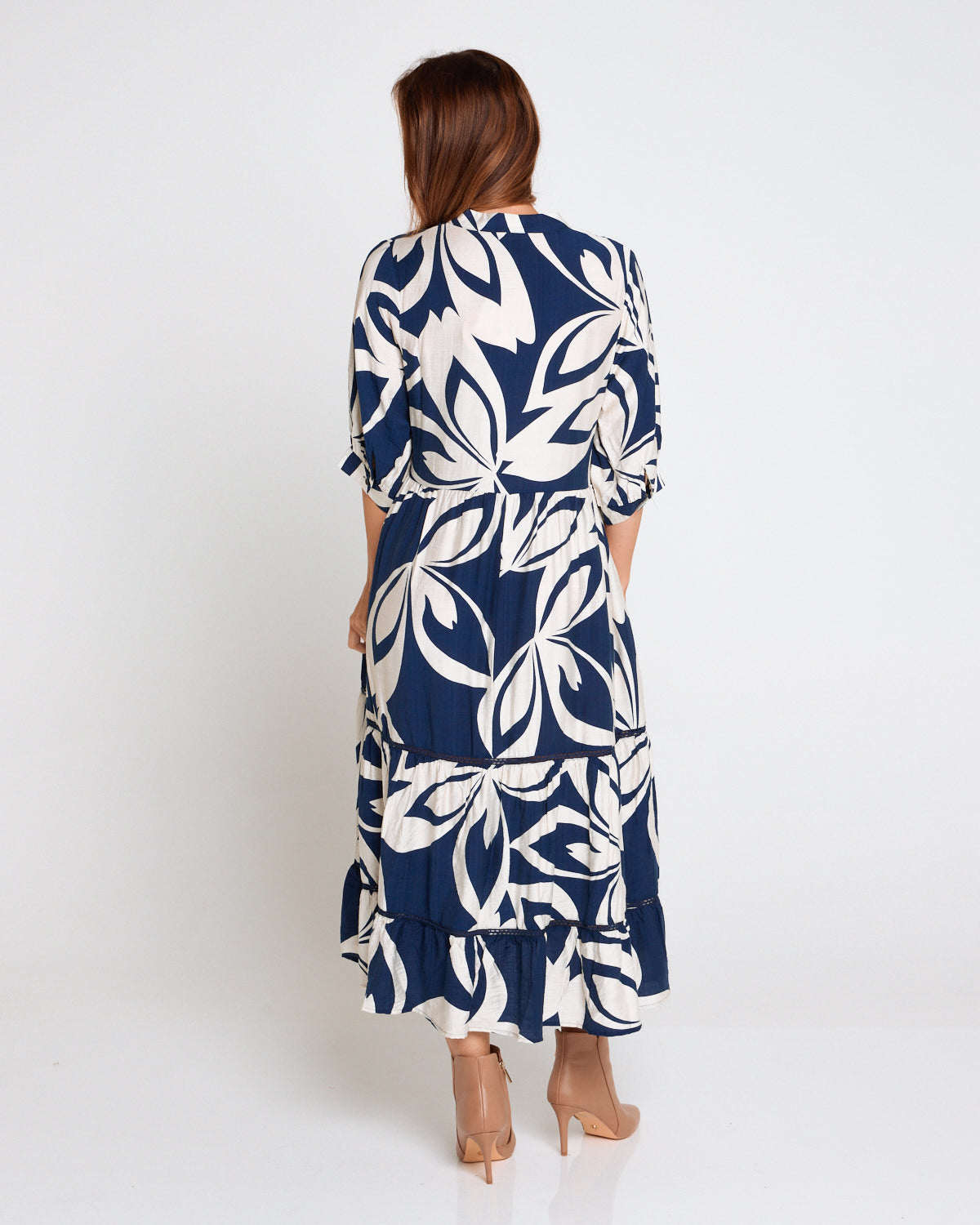 Melissa Midi Dress - Navy/White