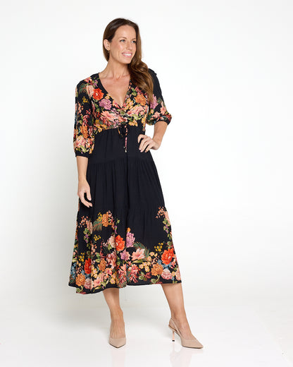 Layana Dress - Black Bouquet