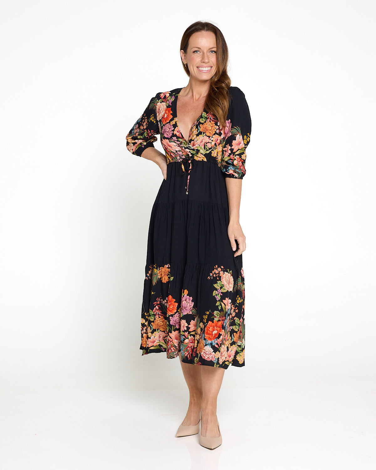 Layana Dress - Black Bouquet