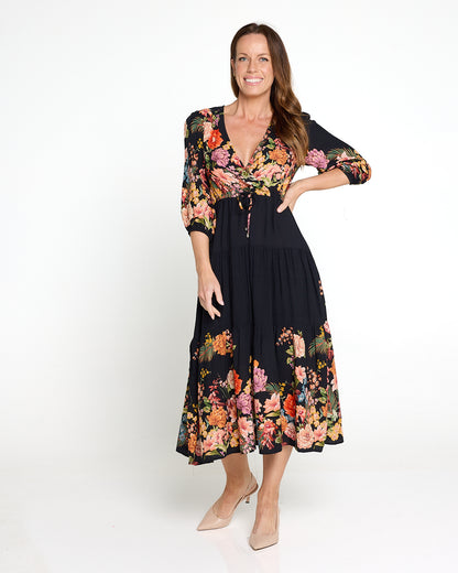 Layana Dress - Black Bouquet