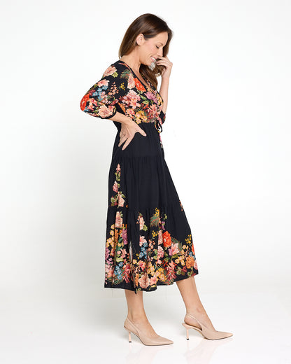 Layana Dress - Black Bouquet