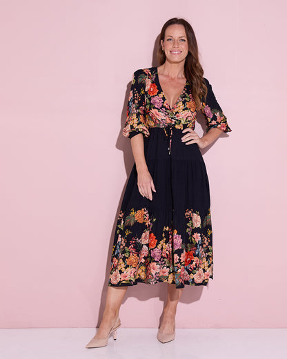 Layana Dress - Black Bouquet