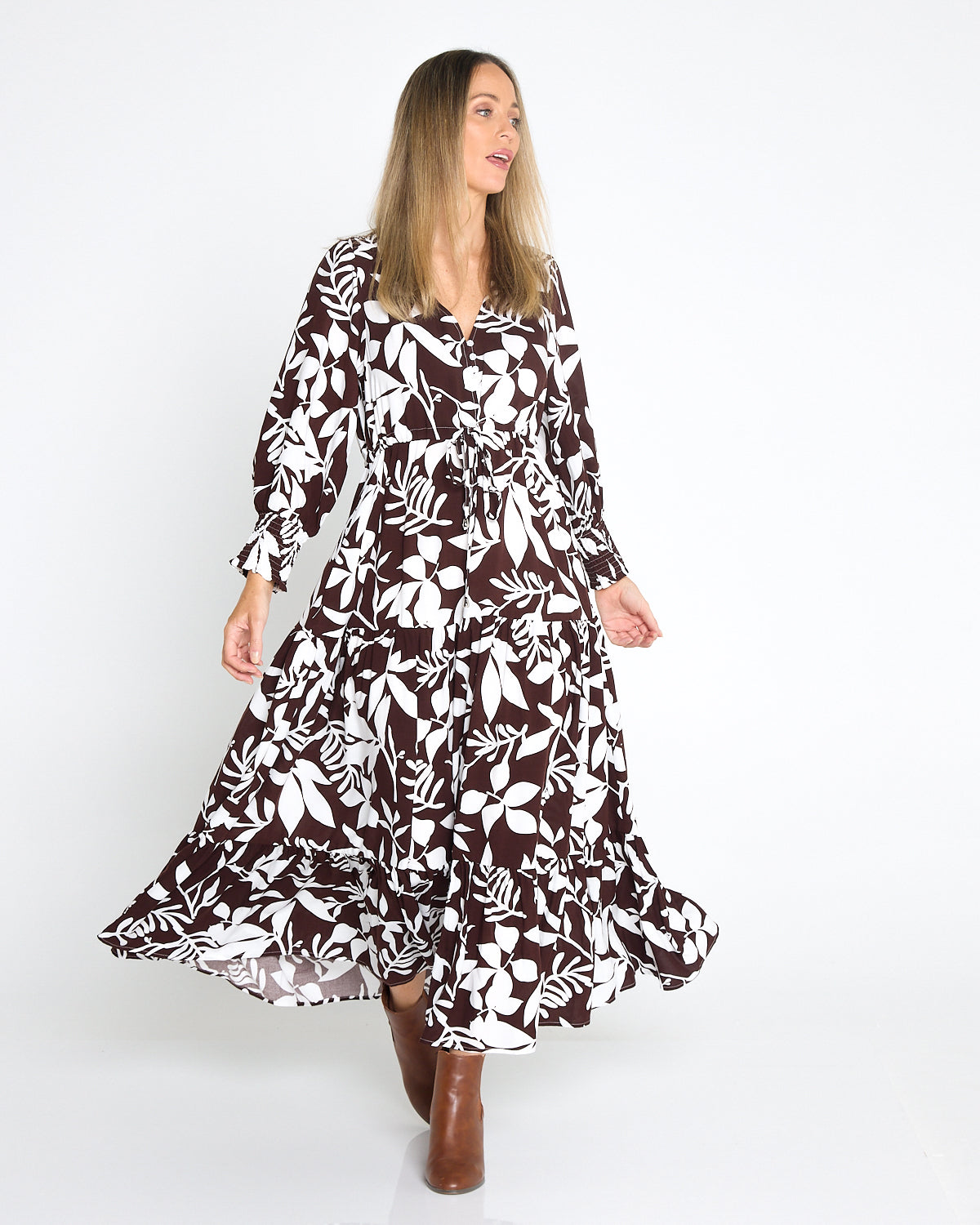 Evelina Dress - Cocoa Floral