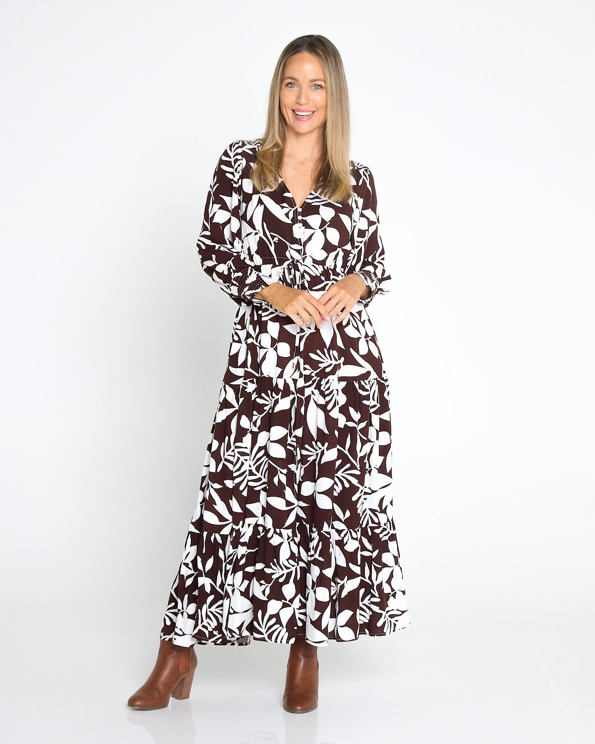 Evelina Dress - Cocoa Floral