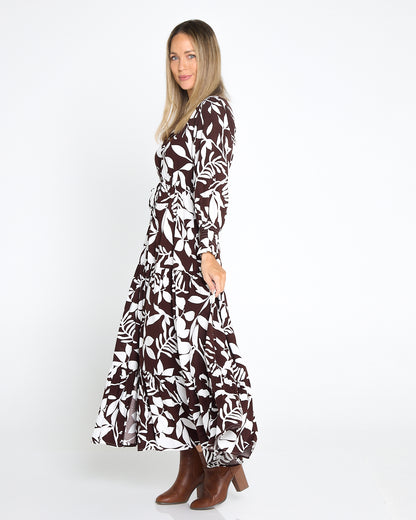 Evelina Dress - Cocoa Floral