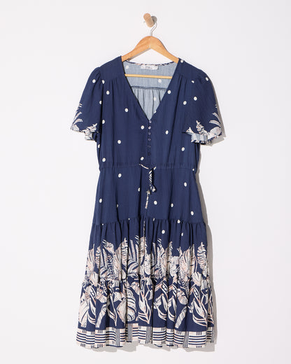 Tiana Petite Dress - Navy Tropical