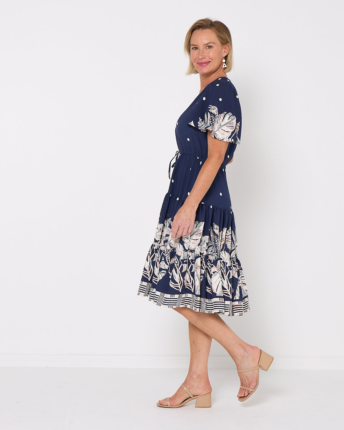 Tiana Petite Dress - Navy Tropical