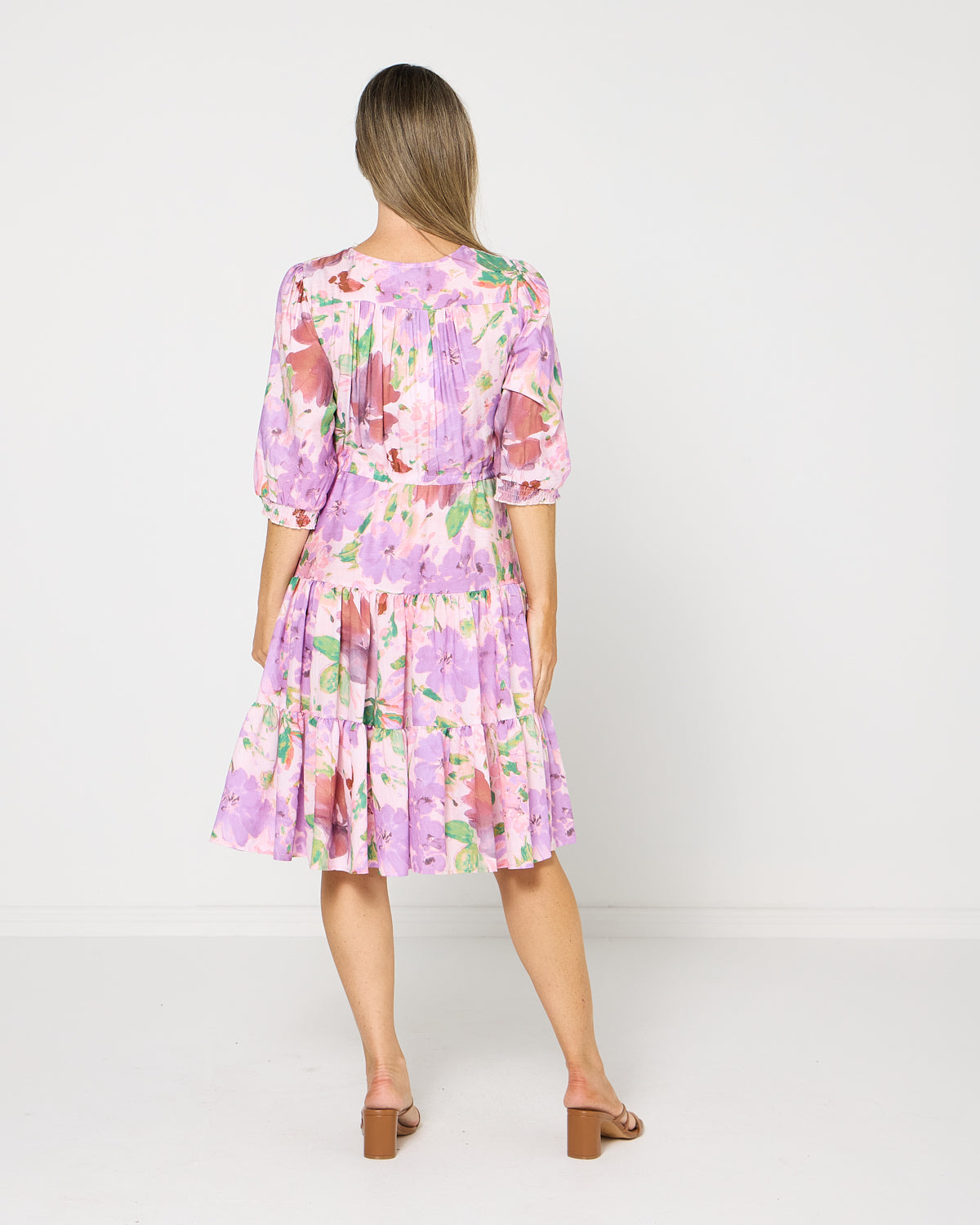 Helen Petite Dress - Lilac Watercolour