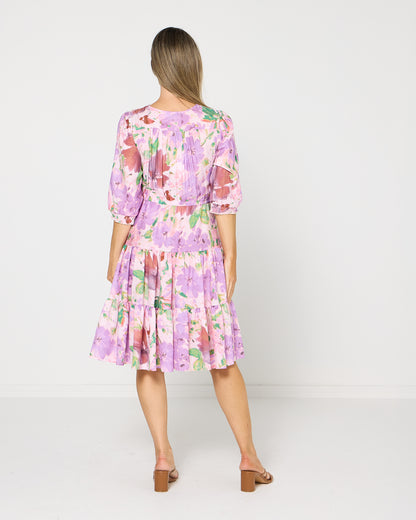 Helen Petite Dress - Lilac Watercolour