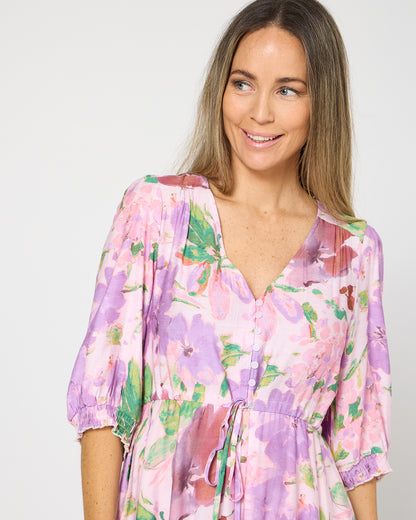 Helen Petite Dress - Lilac Watercolour