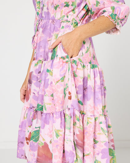 Helen Petite Dress - Lilac Watercolour
