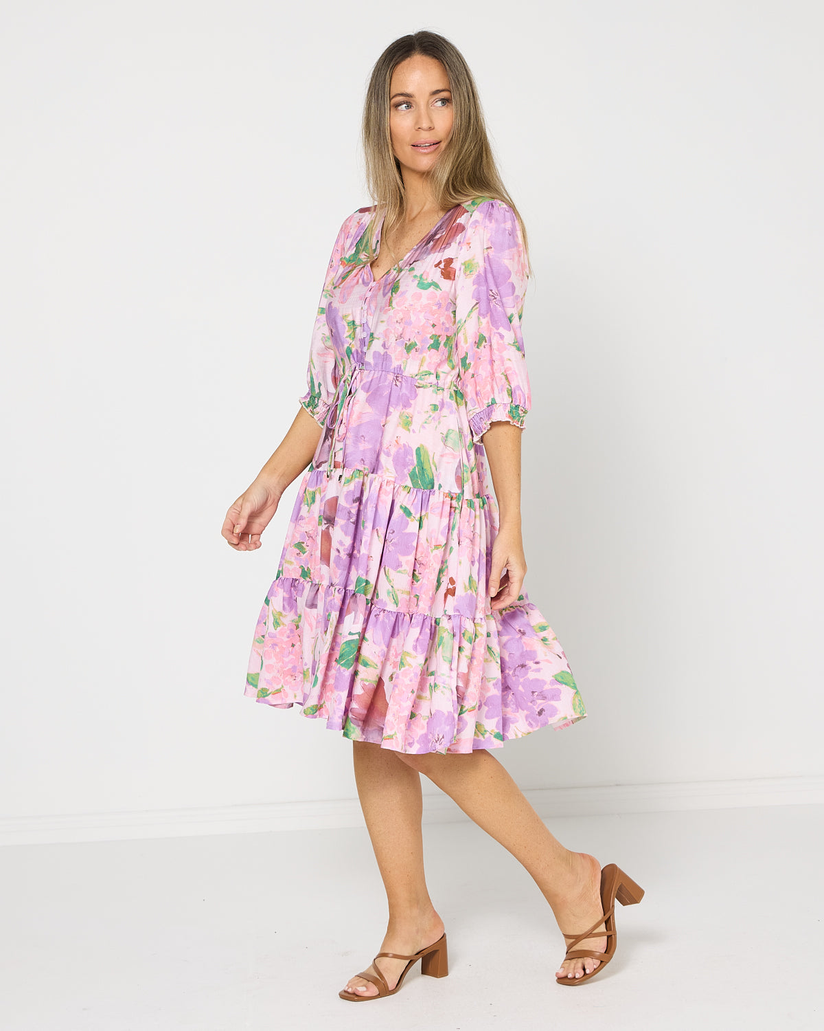 Helen Petite Dress - Lilac Watercolour