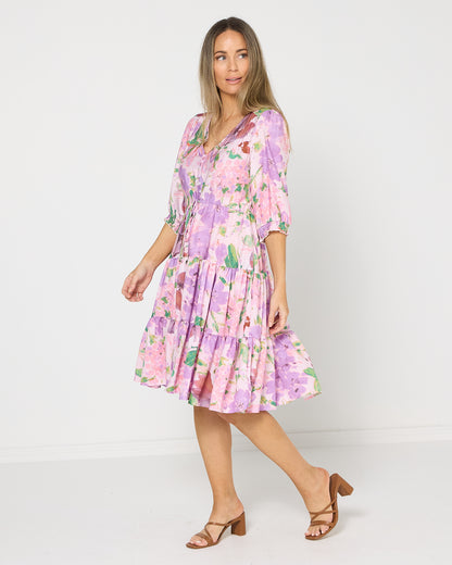 Helen Petite Dress - Lilac Watercolour