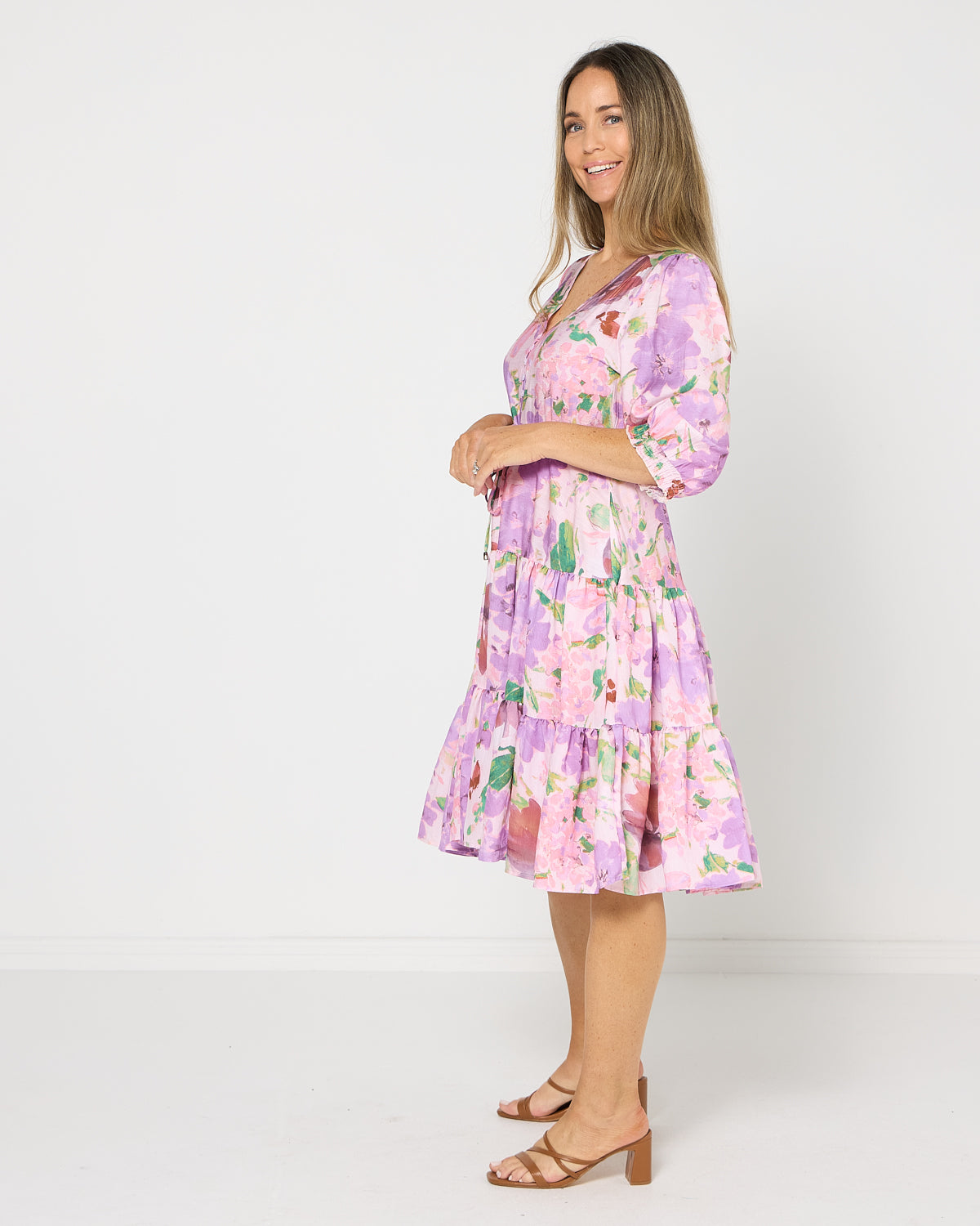 Helen Petite Dress - Lilac Watercolour