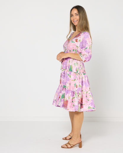 Helen Petite Dress - Lilac Watercolour