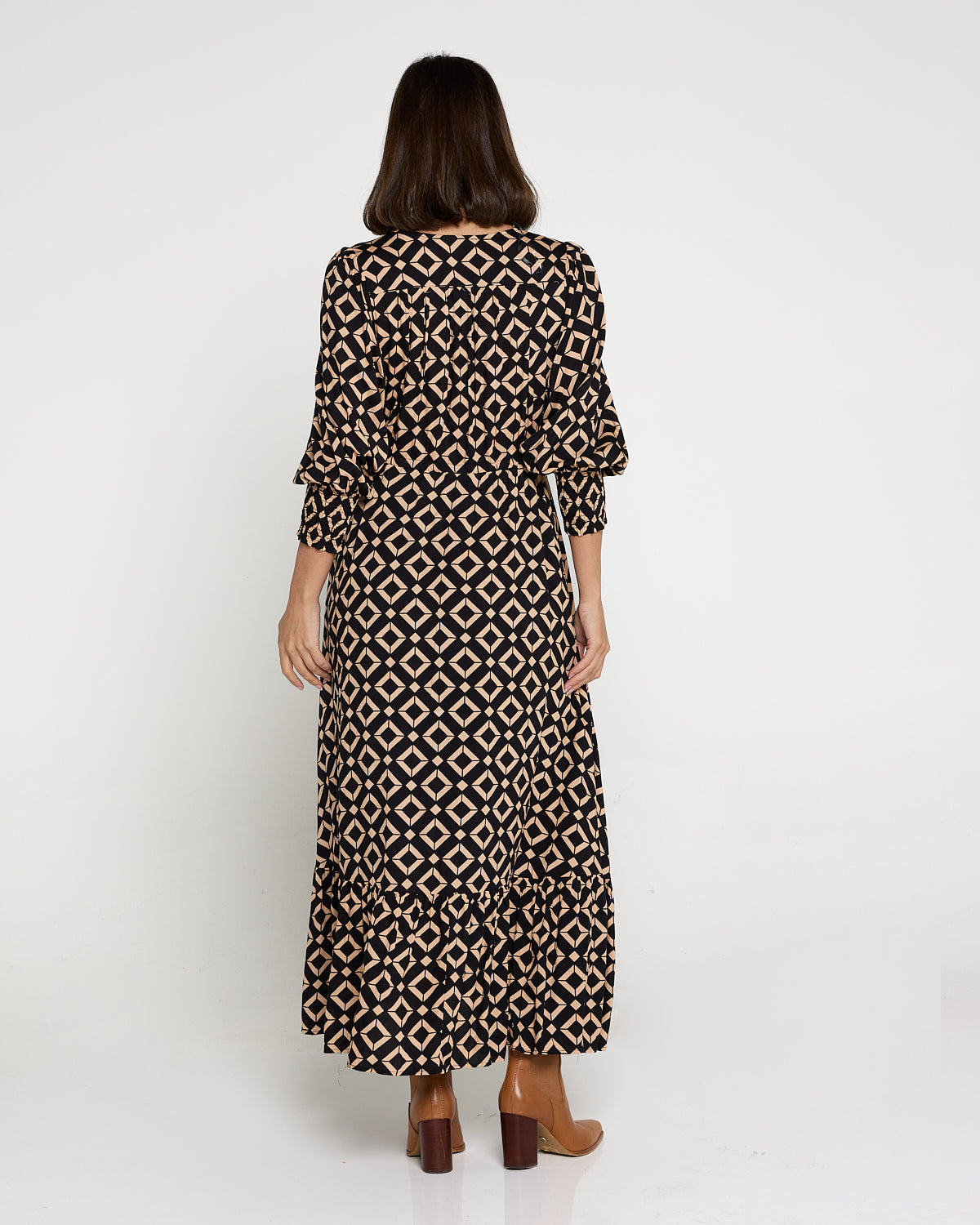 La Fiesta Dress - Black/Beige Diamond