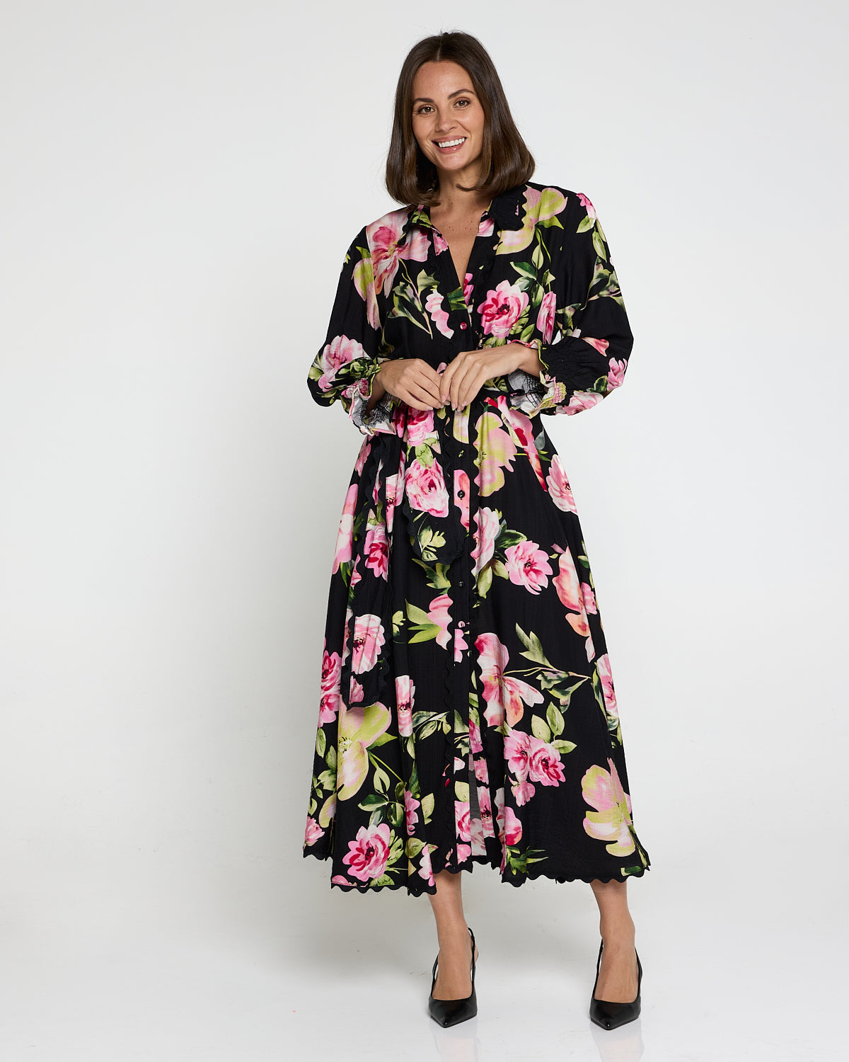 Zayla Dress - Black/Pink Rose
