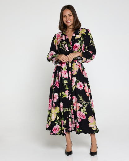 Zayla Dress - Black/Pink Rose