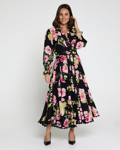 Zayla Dress - Black/Pink Rose