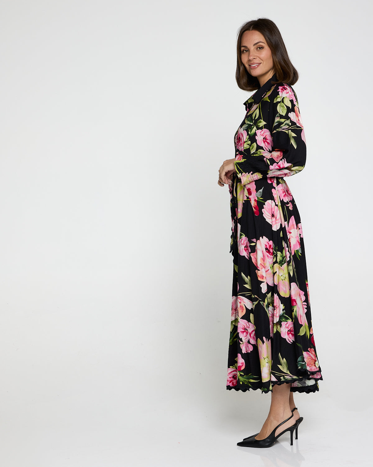 Zayla Dress - Black/Pink Rose