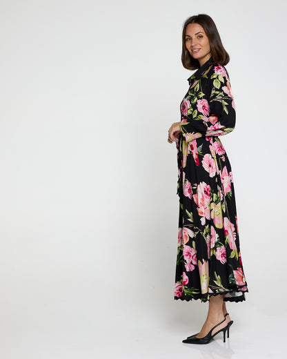 Zayla Dress - Black/Pink Rose