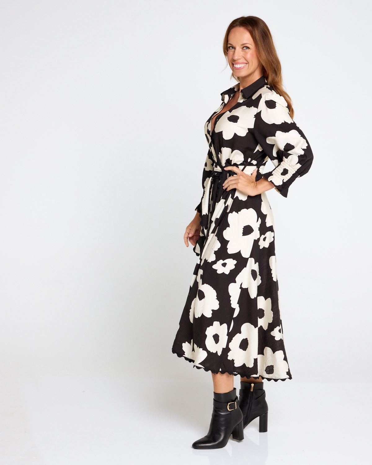 Zayla Dress - Black/Cream Floral