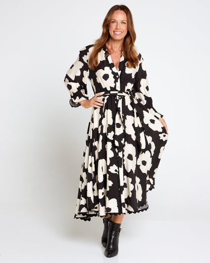 Zayla Dress - Black/Cream Floral