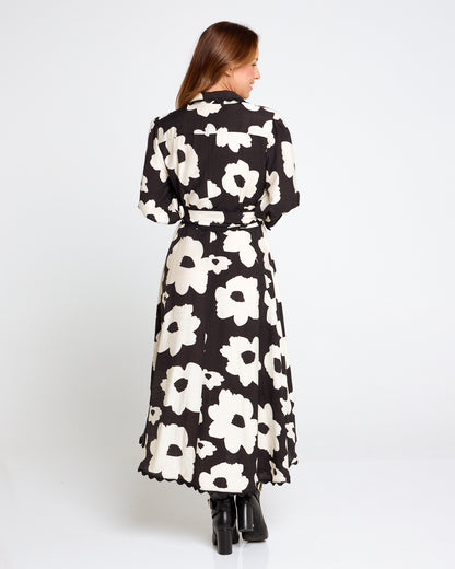 Zayla Dress - Black/Cream Floral