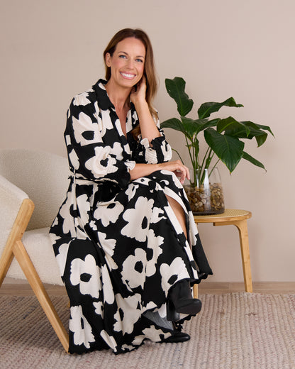 Zayla Dress - Black/Cream Floral