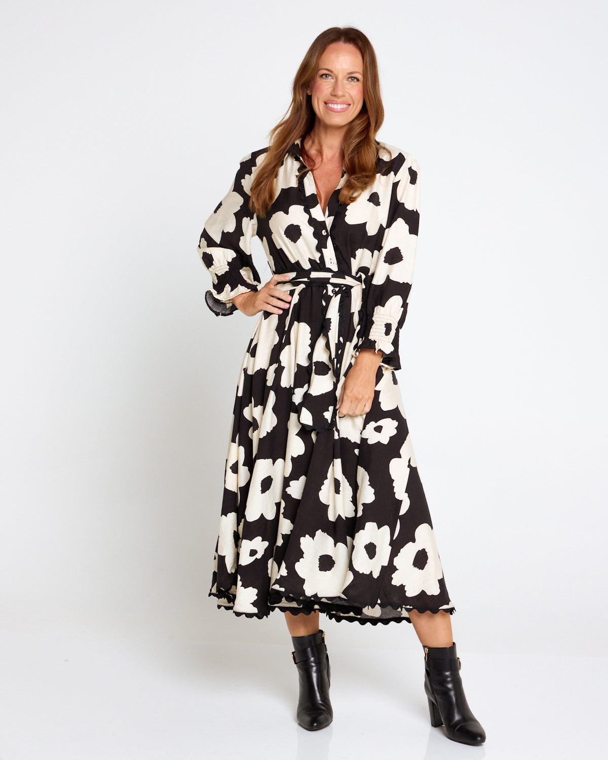 Zayla Dress - Black/Cream Floral