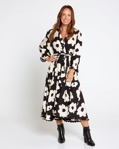 Zayla Dress - Black/Cream Floral