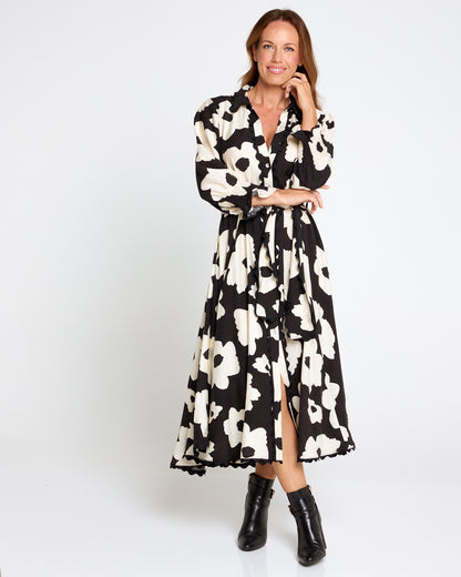 Zayla Dress - Black/Cream Floral