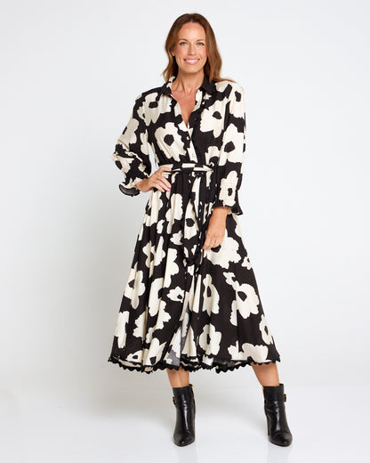 Zayla Dress - Black/Cream Floral
