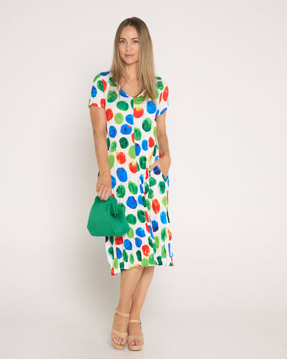 Stella Print Dress - Rainbow Spot