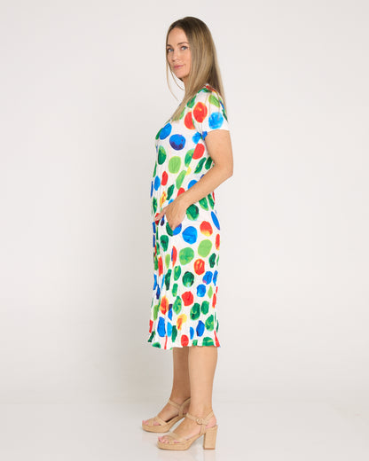 Stella Print Dress - Rainbow Spot