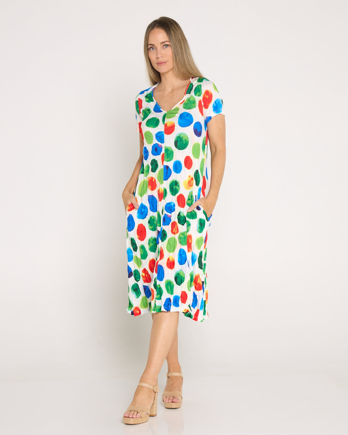 Stella Print Dress - Rainbow Spot