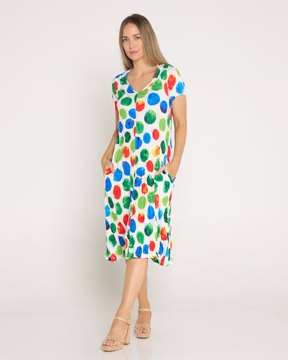 Stella Print Dress - Rainbow Spot