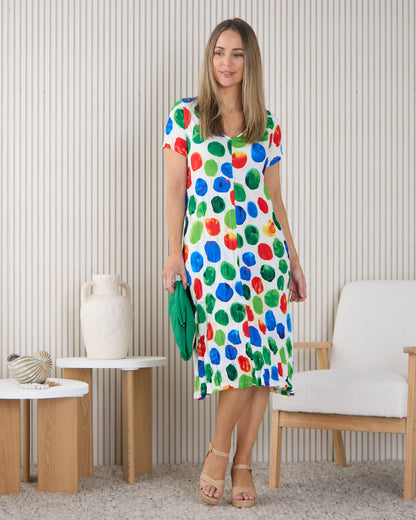 Stella Print Dress - Rainbow Spot