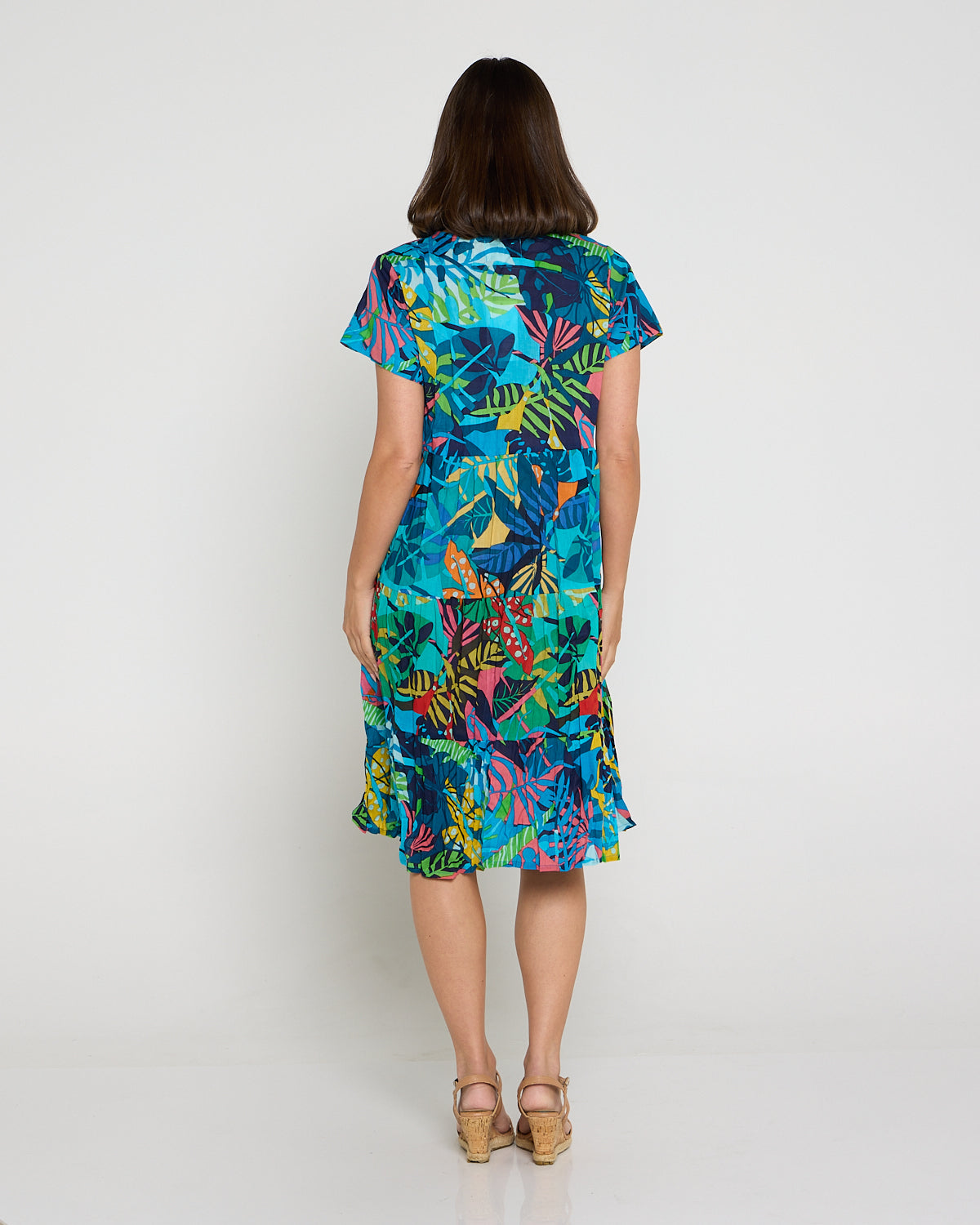Thalia Tiered Cotton Dress - Jungle Pop