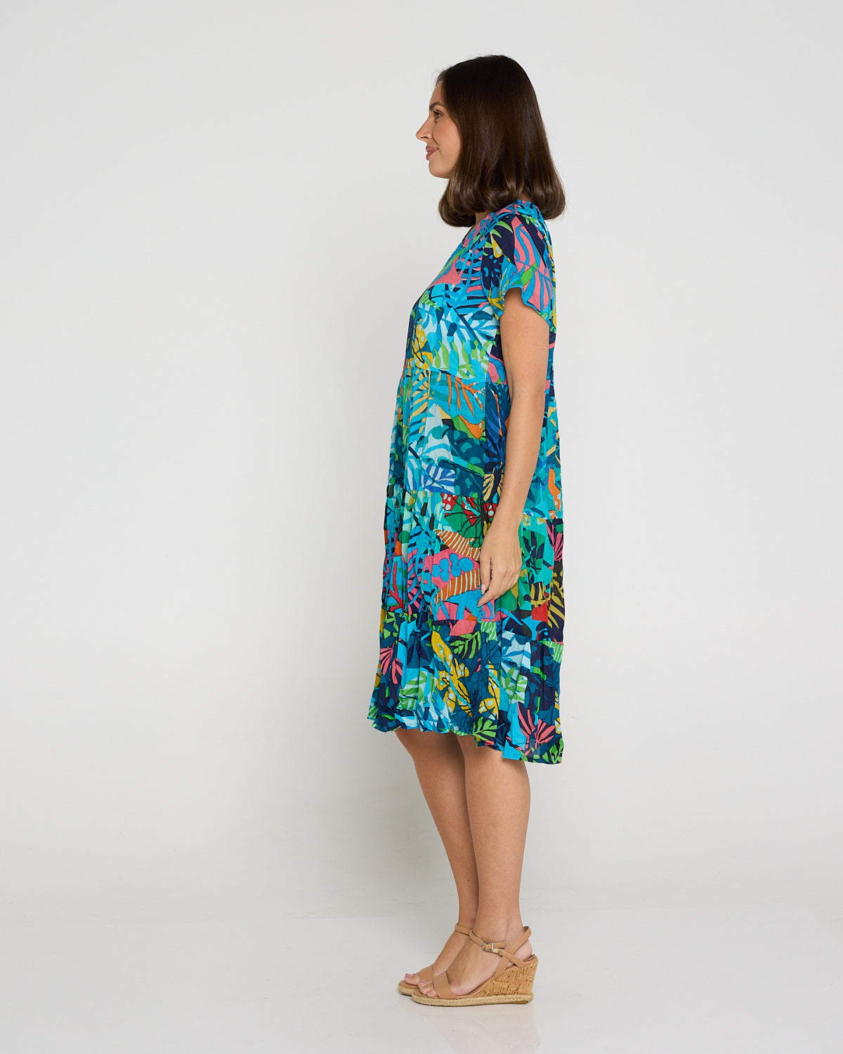 Thalia Tiered Cotton Dress - Jungle Pop