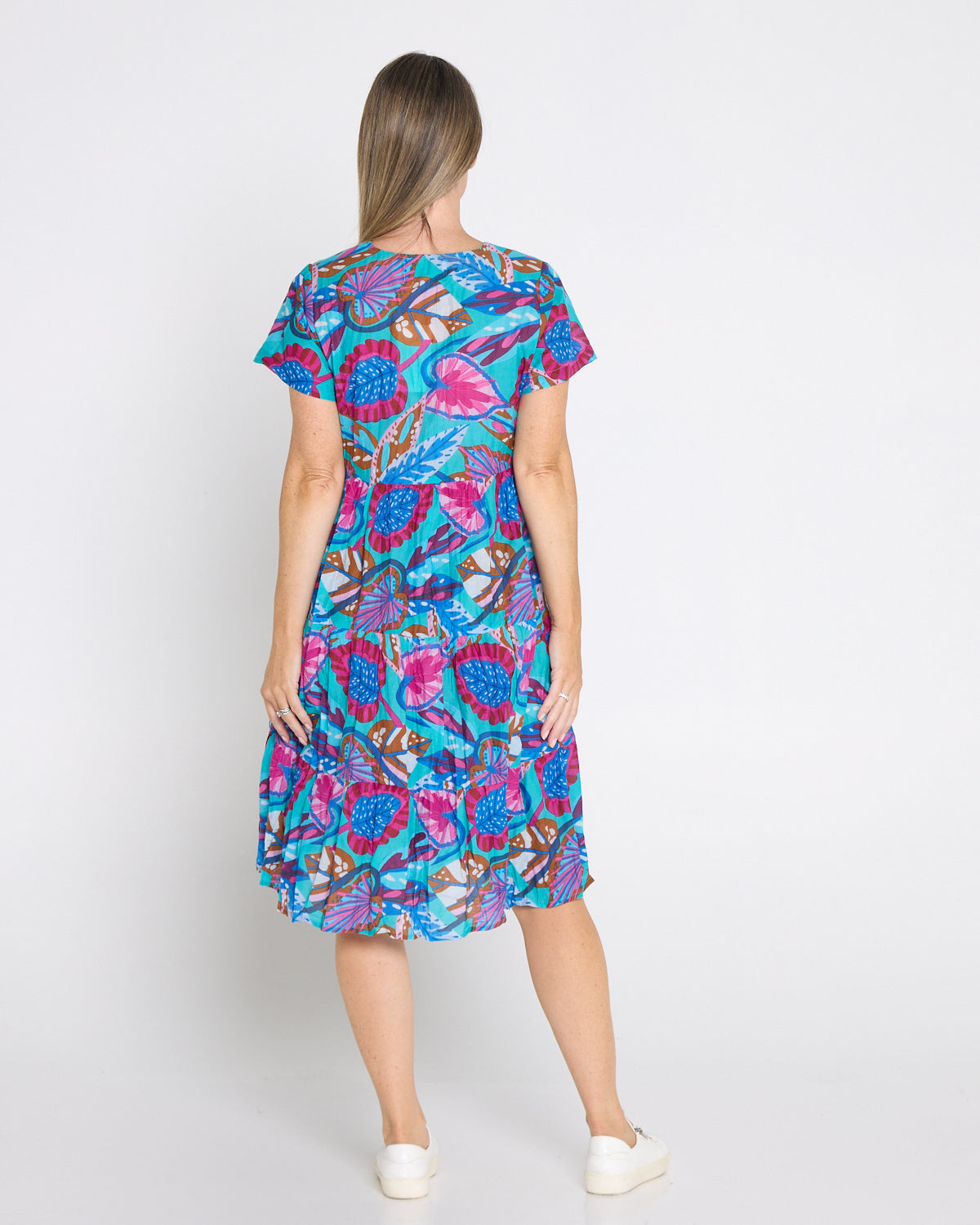 Thalia Tiered Dress - Blue Tropical