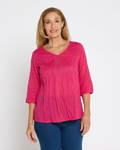 Evie Pleated Top - Hot Pink