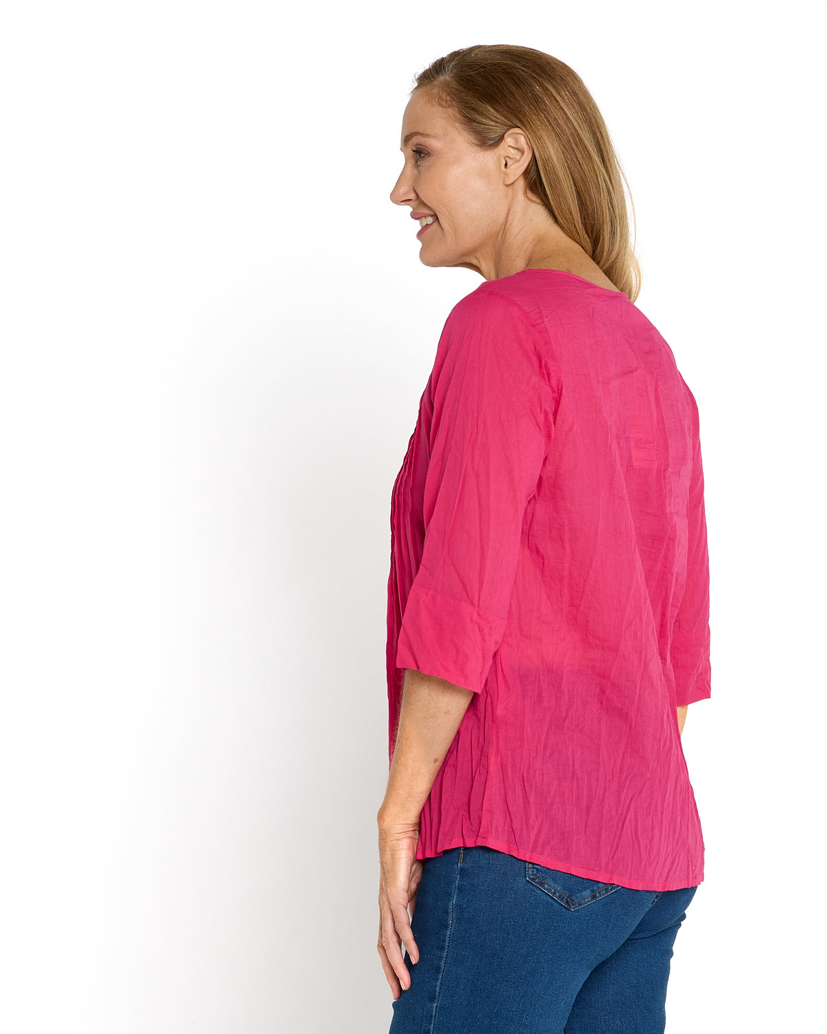 Evie Pleated Top - Hot Pink