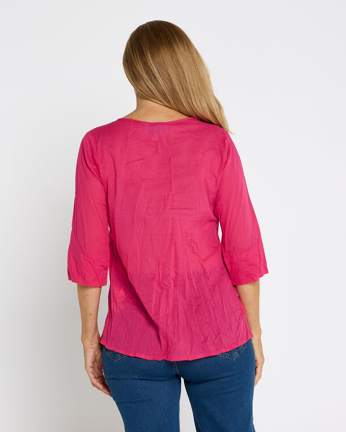 Evie Pleated Top - Hot Pink