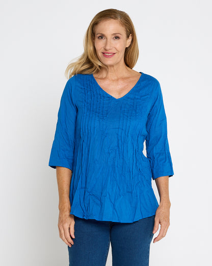 Evie Pleated Top - Blue