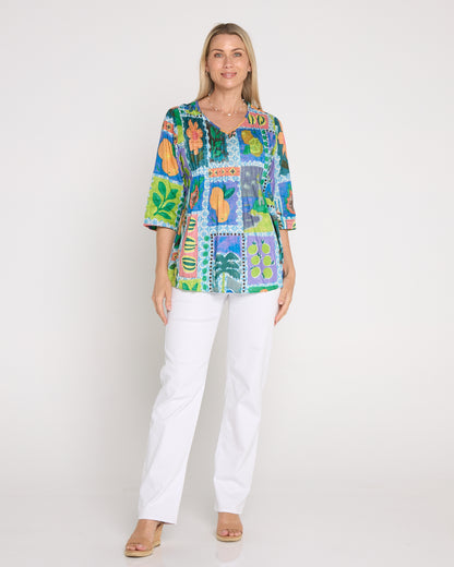 Tina Pleated Top - Fruit Cocktail