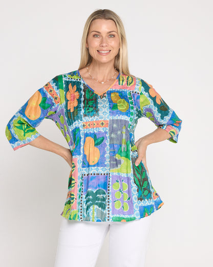 Tina Pleated Top - Fruit Cocktail