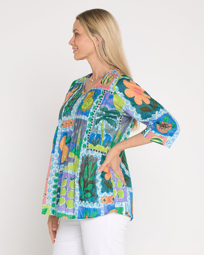 Tina Pleated Top - Fruit Cocktail