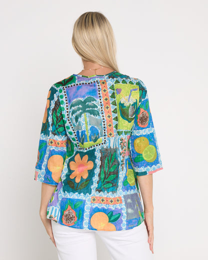 Tina Pleated Top - Fruit Cocktail